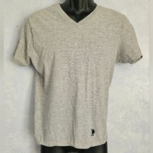 🟡 US POLO ASSN Mens Gray V-Neck Shirt M